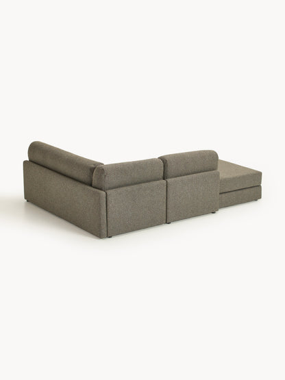 Bouclé-Eck-Schlafsofa Ladina mit Stauraum