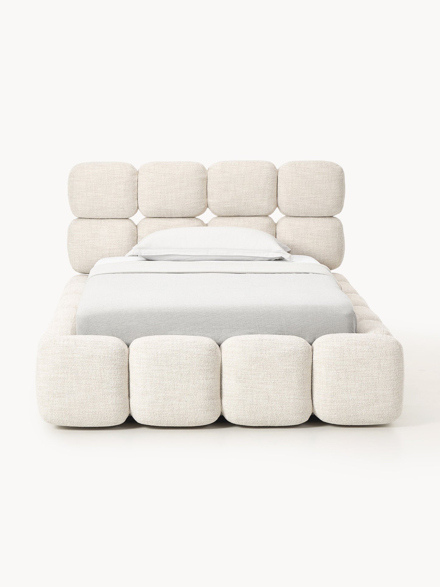 Einzelbett Tayla mit Stauraum aus Teddy-Bouclé