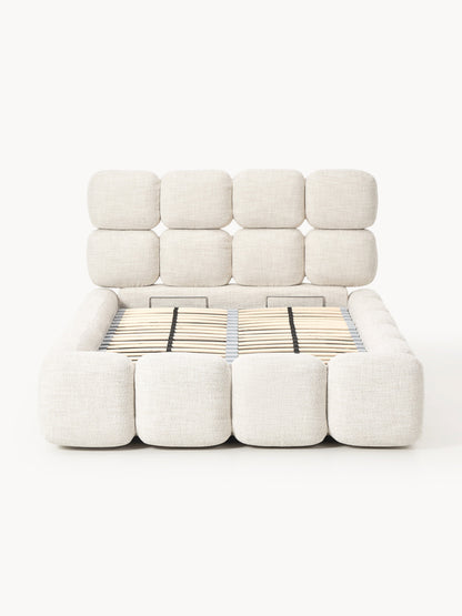 Einzelbett Tayla mit Stauraum aus Teddy-Bouclé