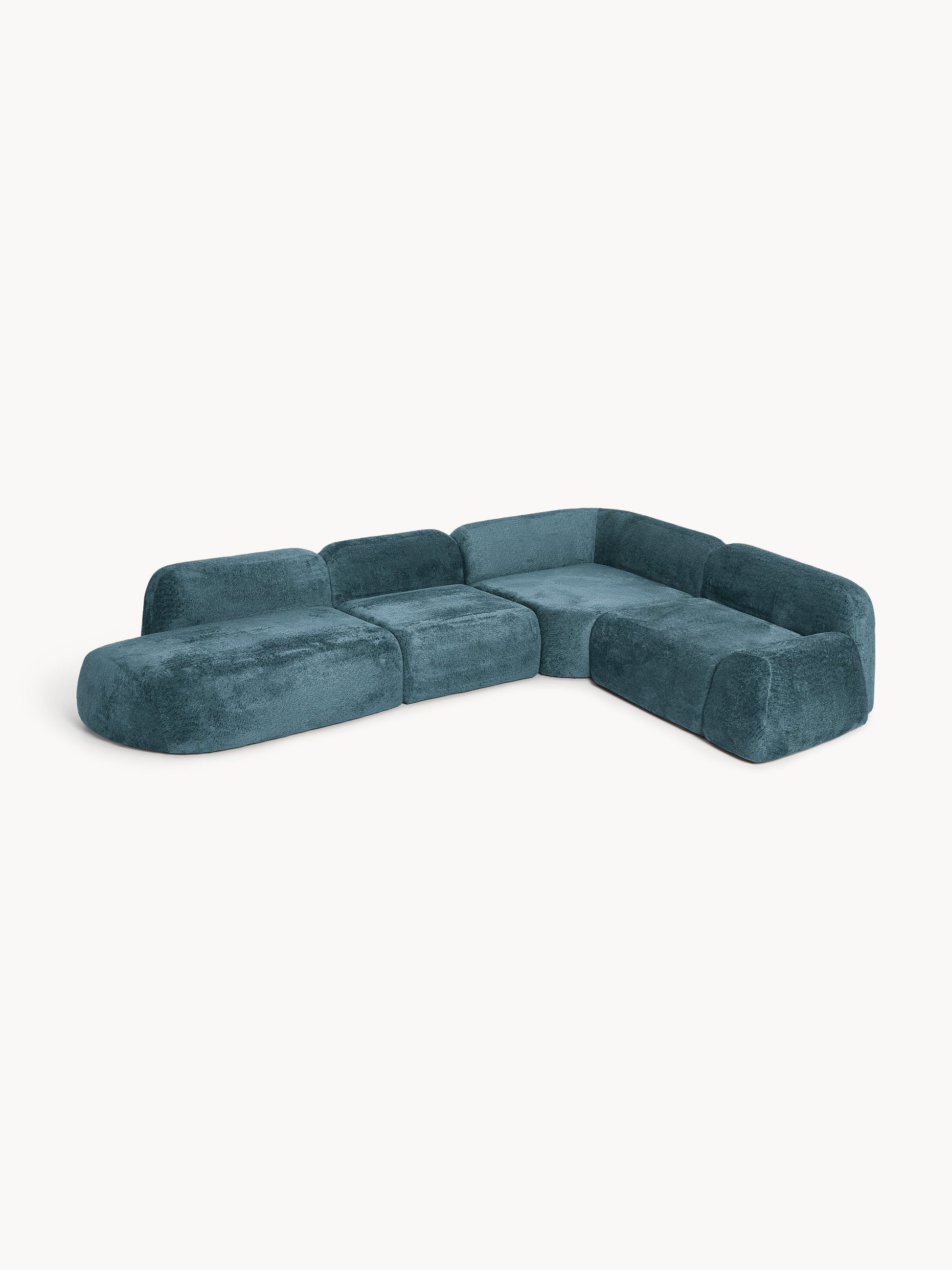 XL Modulares Teddy-Bouclé-Ecksofa Wolke mit Chaiselongue