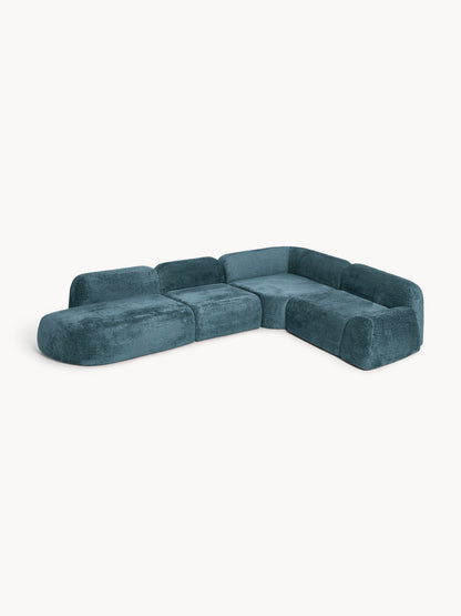 XL Modulares Teddy-Bouclé-Ecksofa Wolke mit Chaiselongue