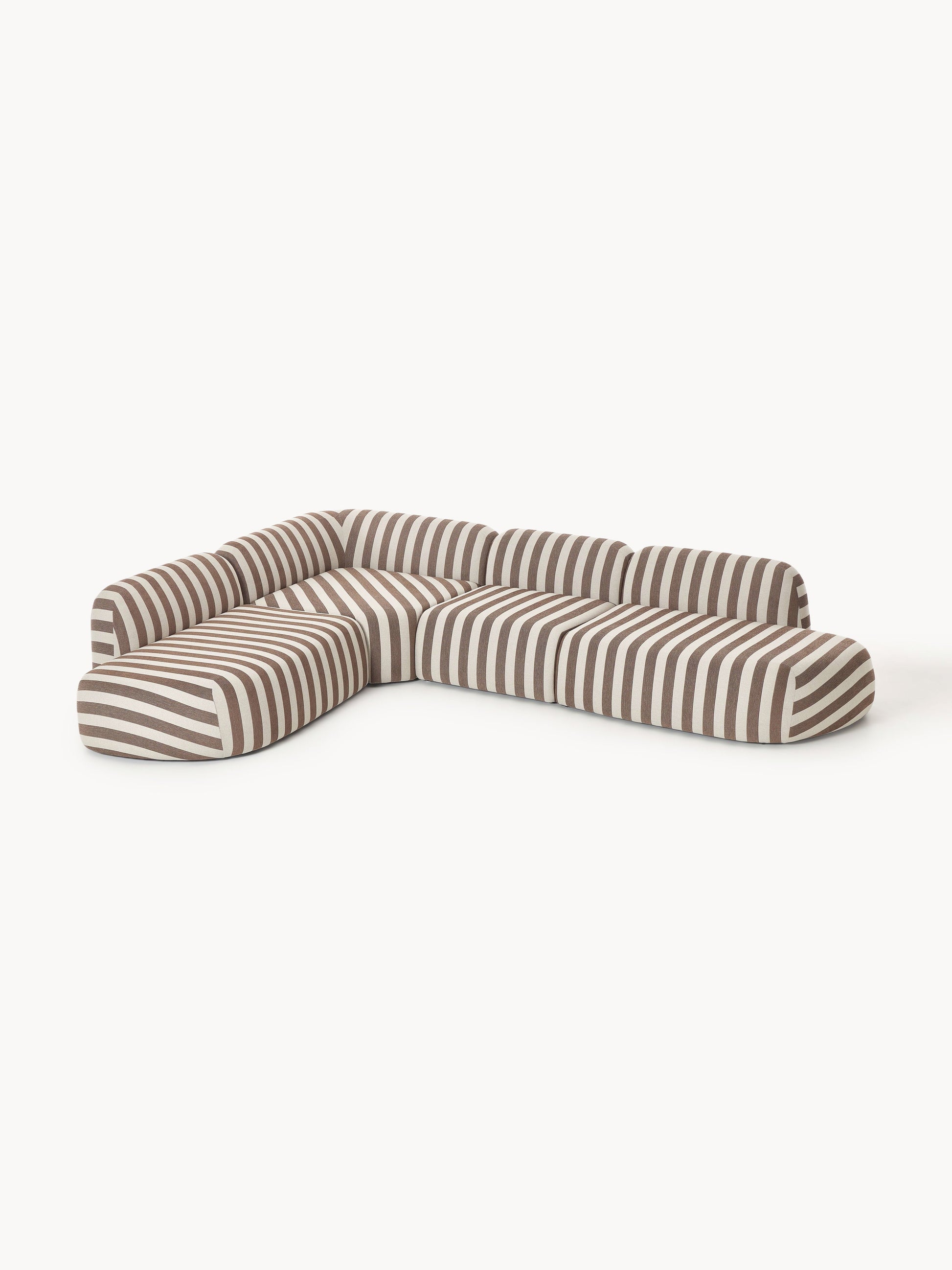 Modulares Gestreiftes XL-Ecksofa Wolke mit Chaiselongue