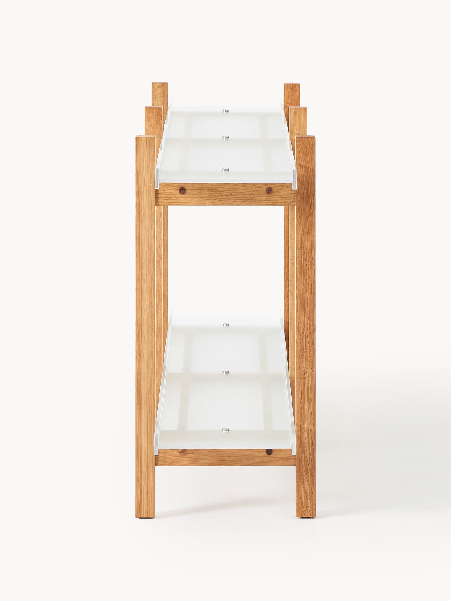 Holz-Regal Alex, Eichenholz & Glas