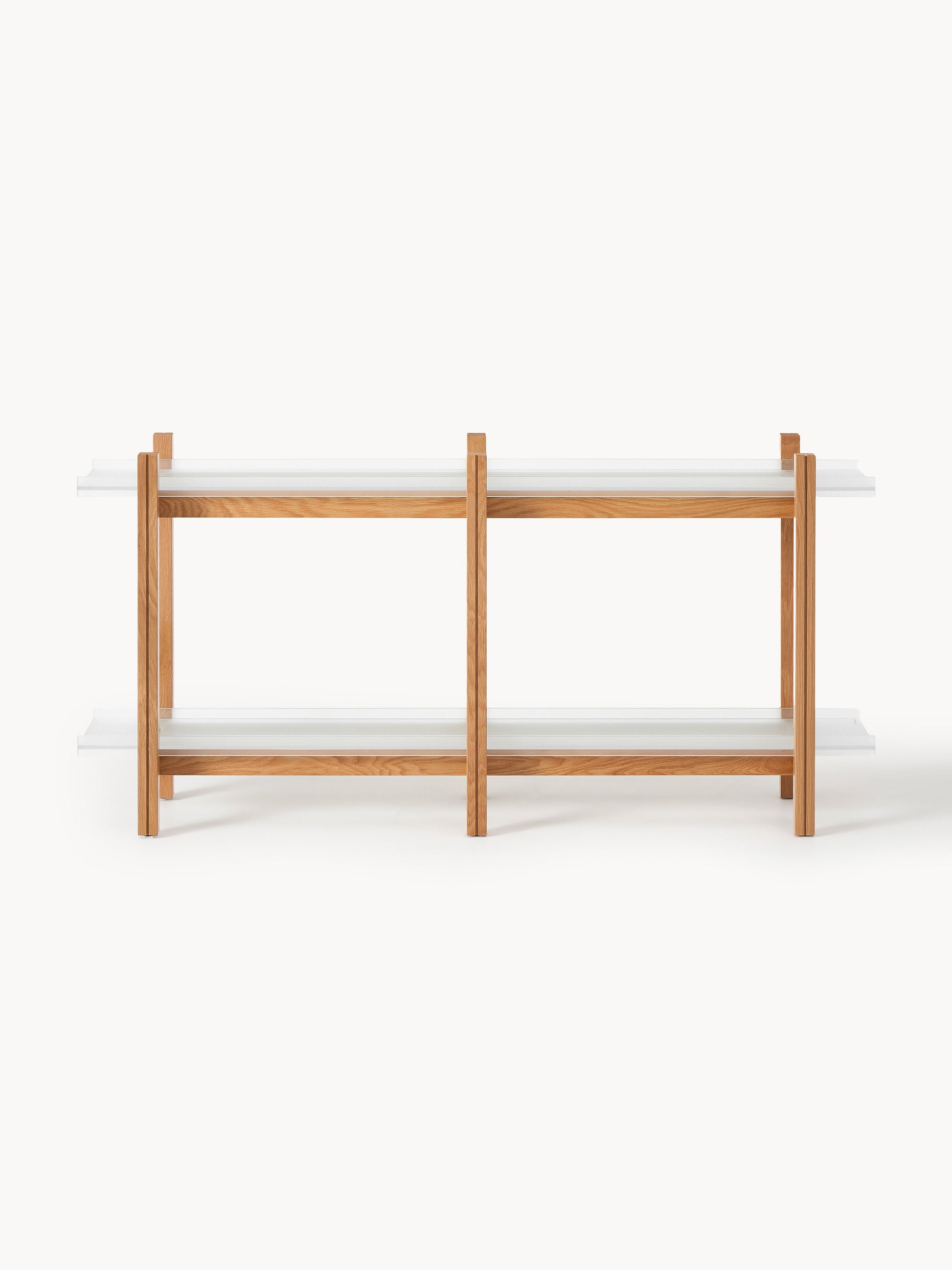 Holz-Regal Alex, Eichenholz & Glas