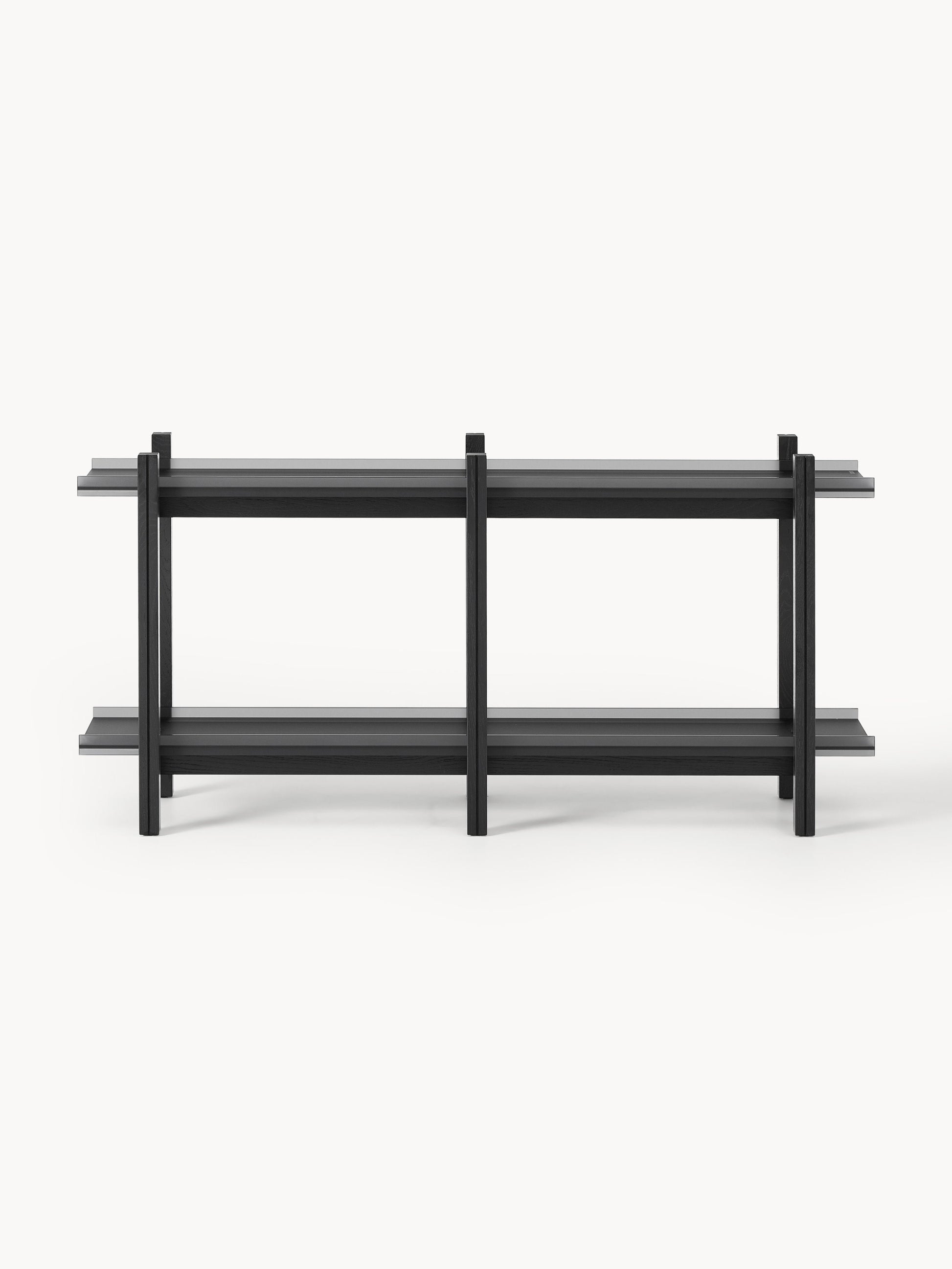 Holz-Regal Alex, Eichenholz & Glas