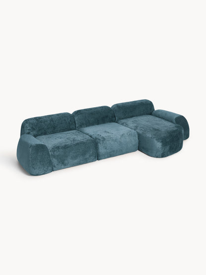 Modulares Teddy-Bouclé-Ecksofa Wolke (4-Sitzer)