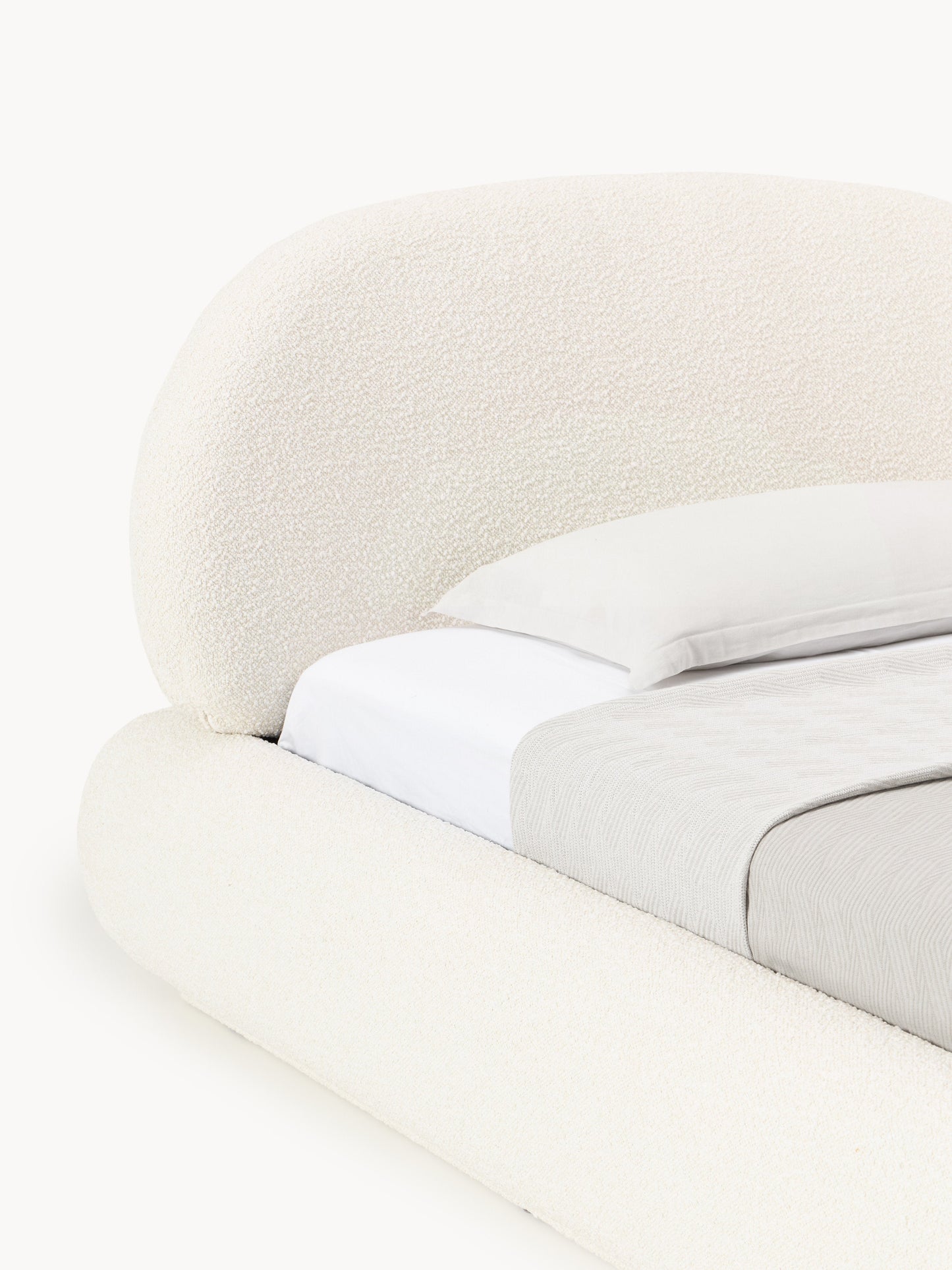Bouclé-Polster-Einzelbett Alba