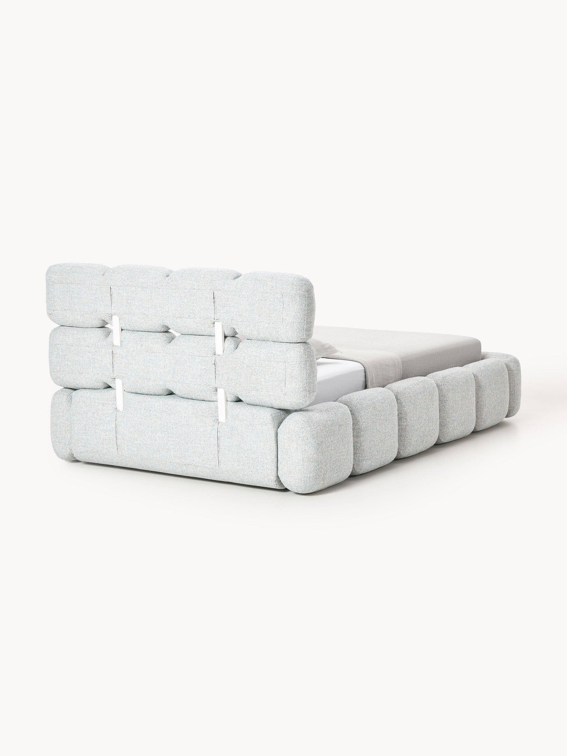 Einzelbett Tayla mit Stauraum aus Teddy-Bouclé