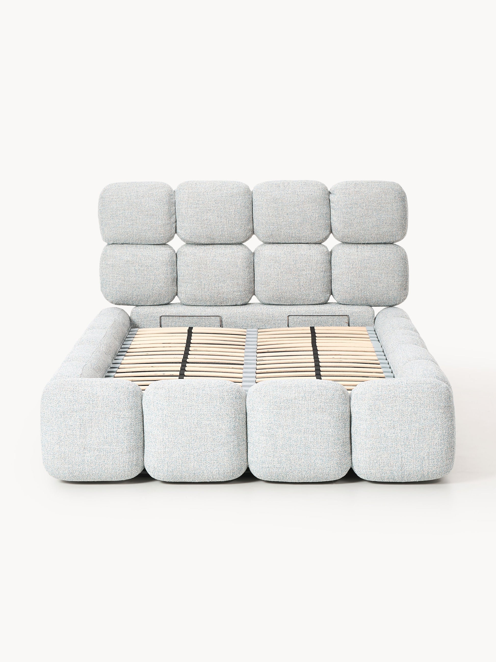 Einzelbett Tayla mit Stauraum aus Teddy-Bouclé