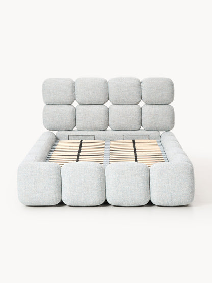 Einzelbett Tayla mit Stauraum aus Teddy-Bouclé