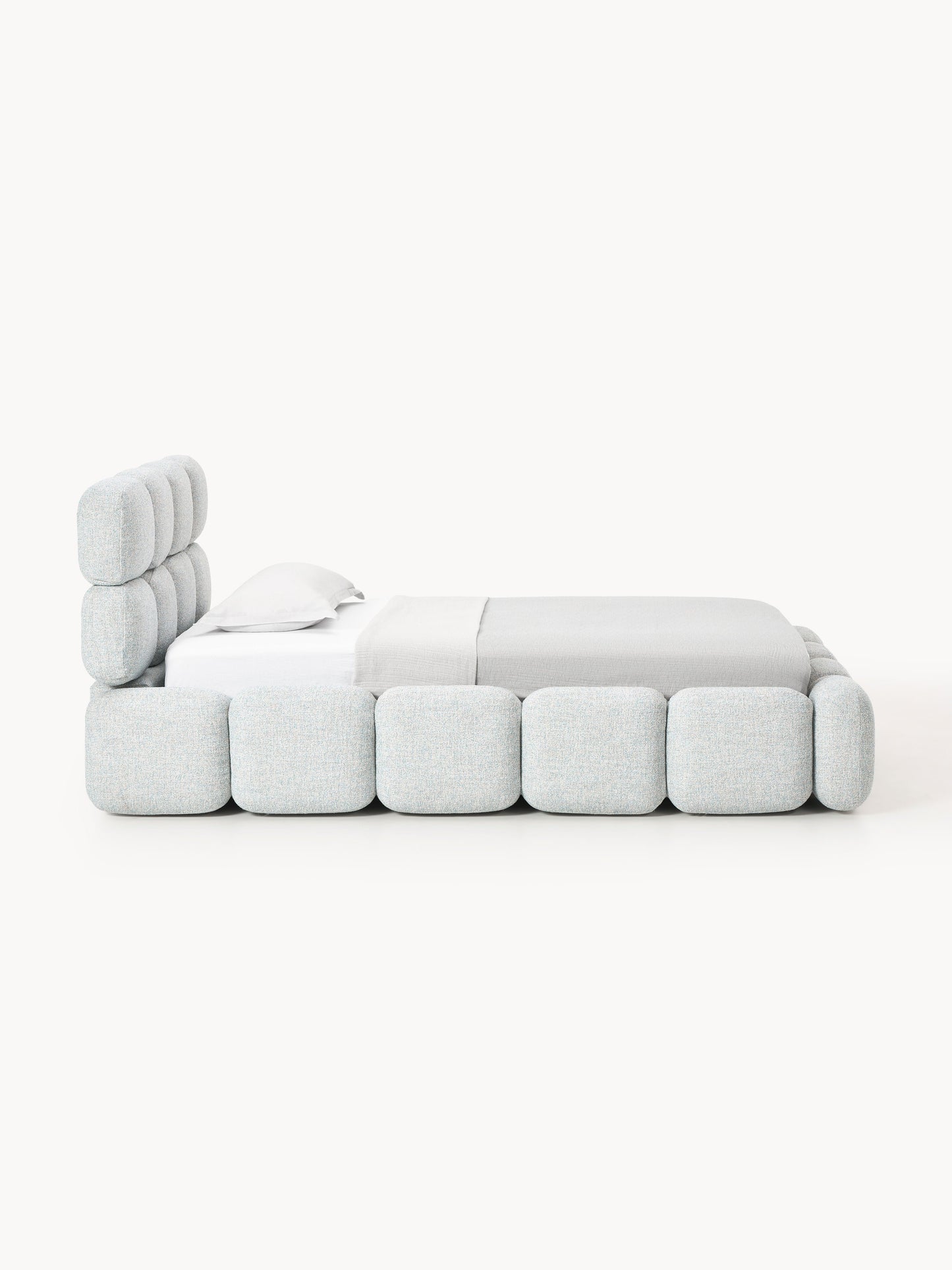 Einzelbett Tayla mit Stauraum aus Teddy-Bouclé