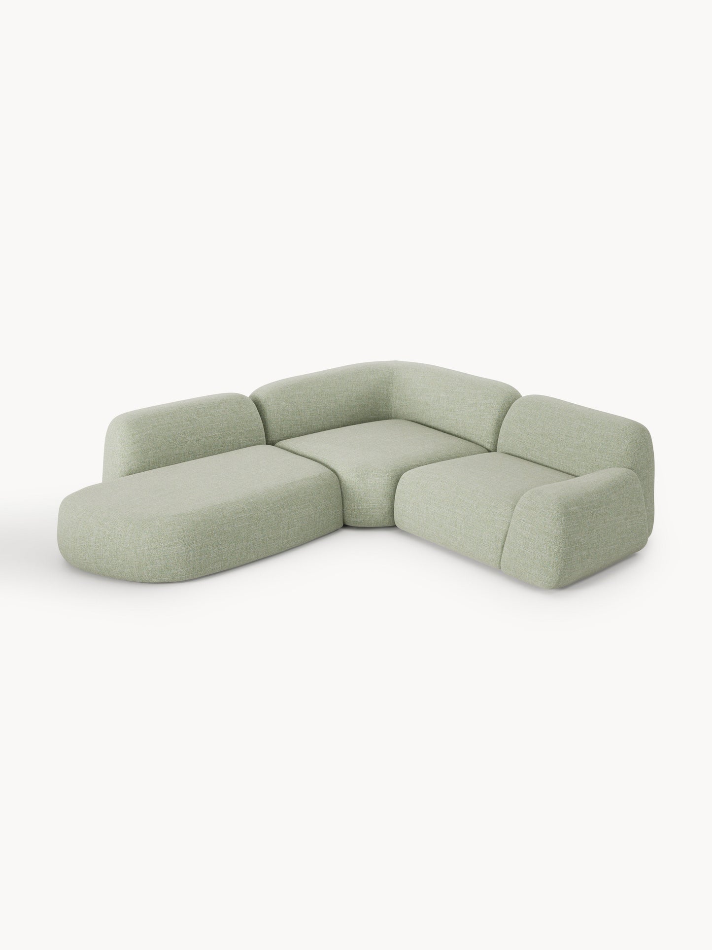 Modulares Bouclé-Ecksofa Wolke (4-Sitzer) mit Chaiselongue