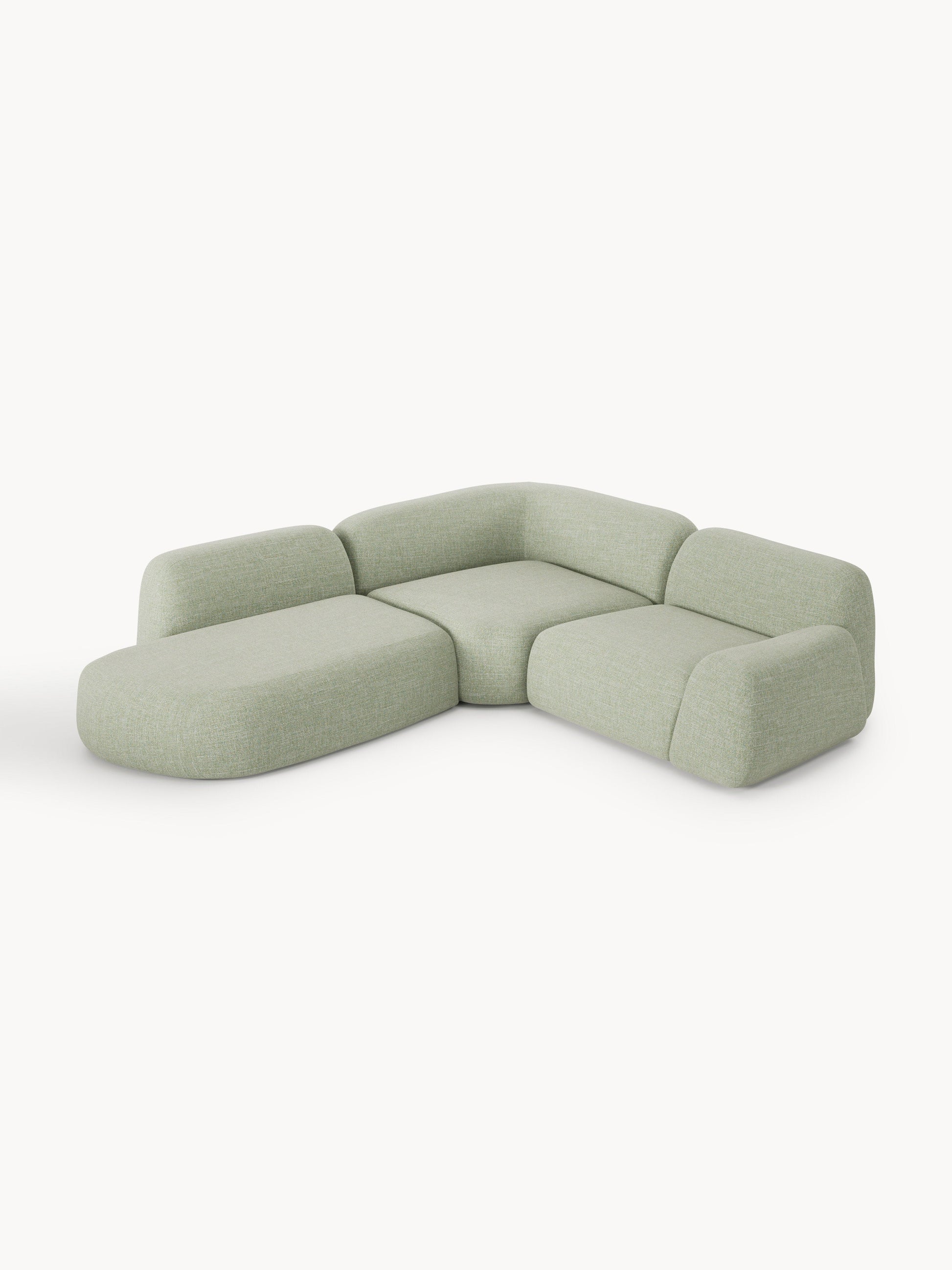Modulares Bouclé-Ecksofa Wolke (4-Sitzer) mit Chaiselongue