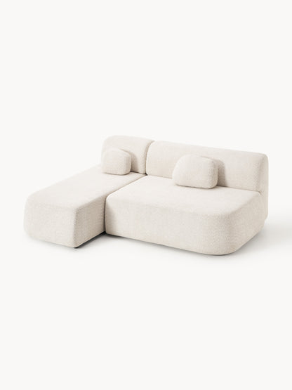 Schlafsofa Pao aus Teddy-Bouclé mit Stauraum