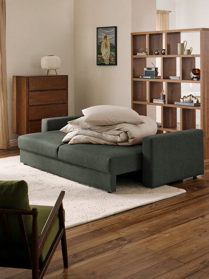 Bouclé-Schlafsofa Tasha (3-Sitzer) mit Stauraum