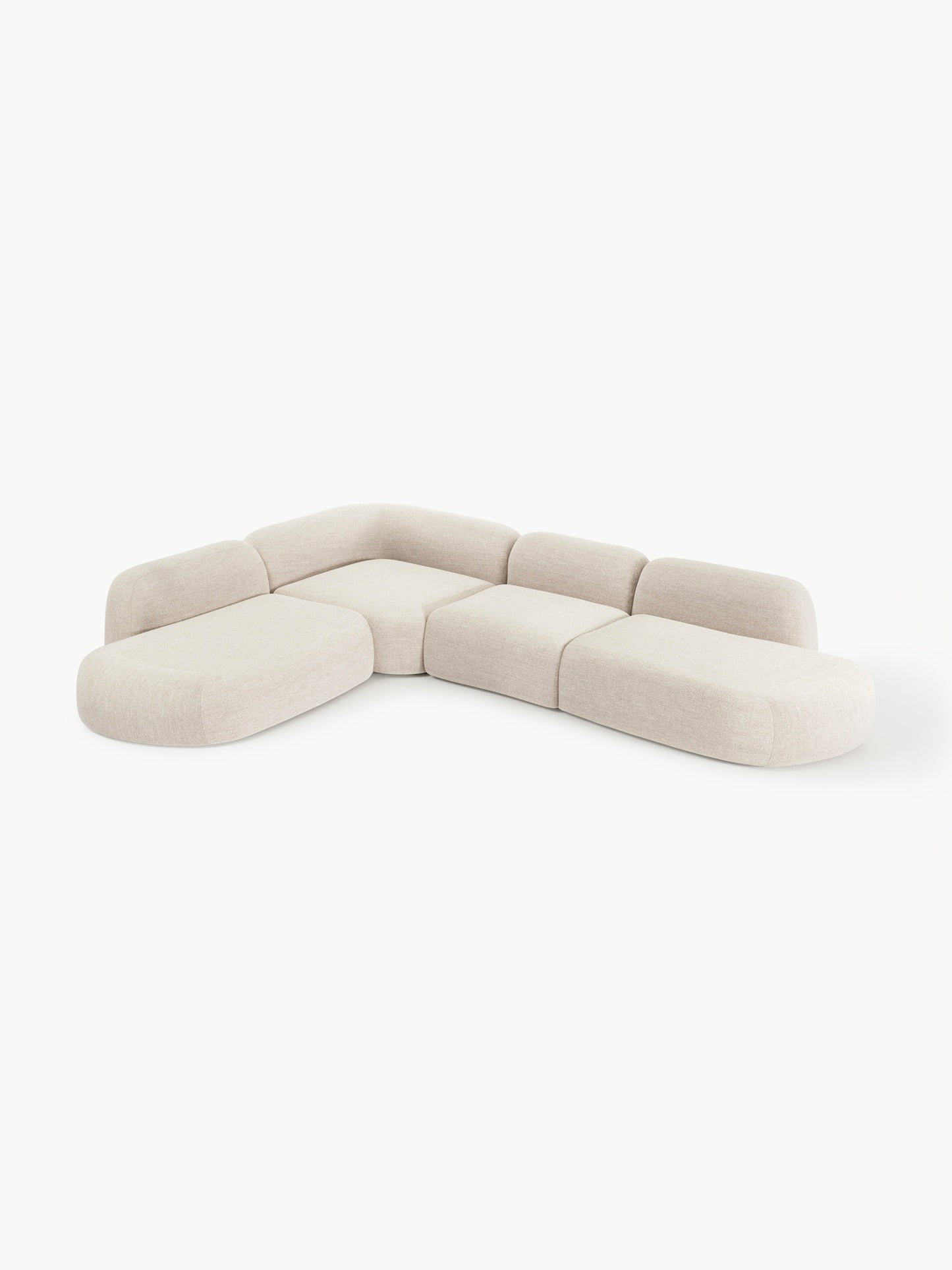 Modulares Bouclé-XL-Ecksofa Wolke mit Chaiselongue