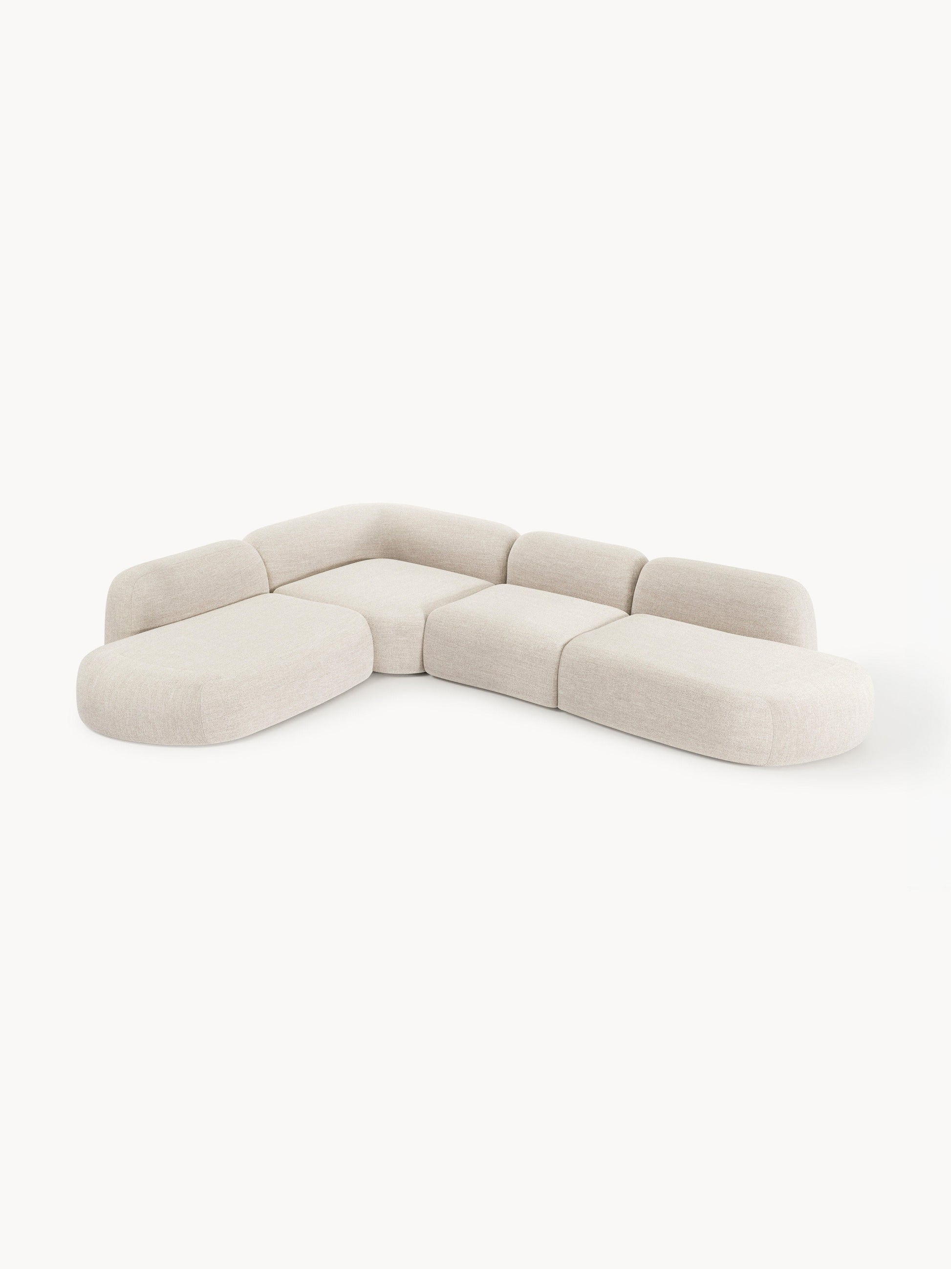 Modulares Bouclé-XL-Ecksofa Wolke mit Chaiselongue