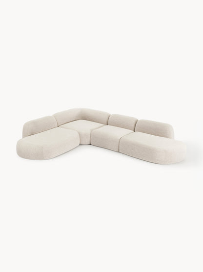 Modulares Bouclé-XL-Ecksofa Wolke mit Chaiselongue
