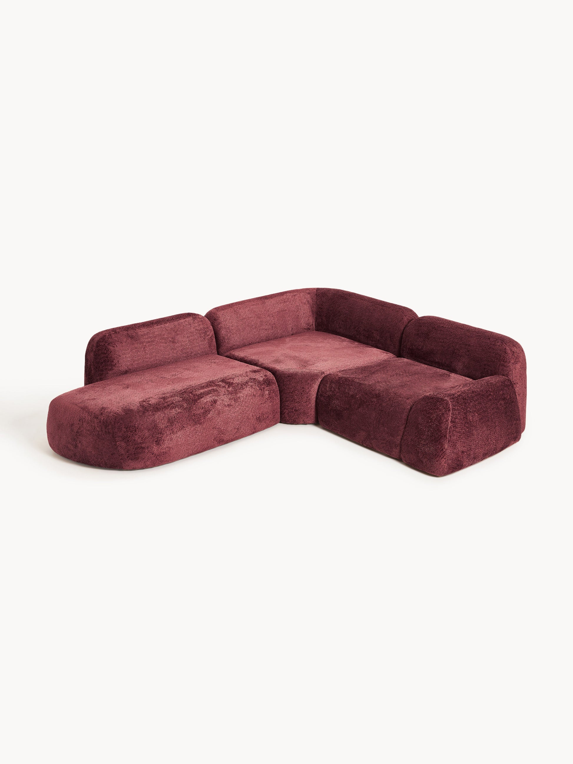 Modulares Teddy-Bouclé-Ecksofa Wolke (4-Sitzer) mit Chaiselongue