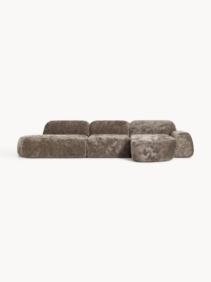 Galeriebild 1 - Modulares Teddy-Bouclé-Ecksofa Wolke (4-Sitzer) mit Chaiselongue
