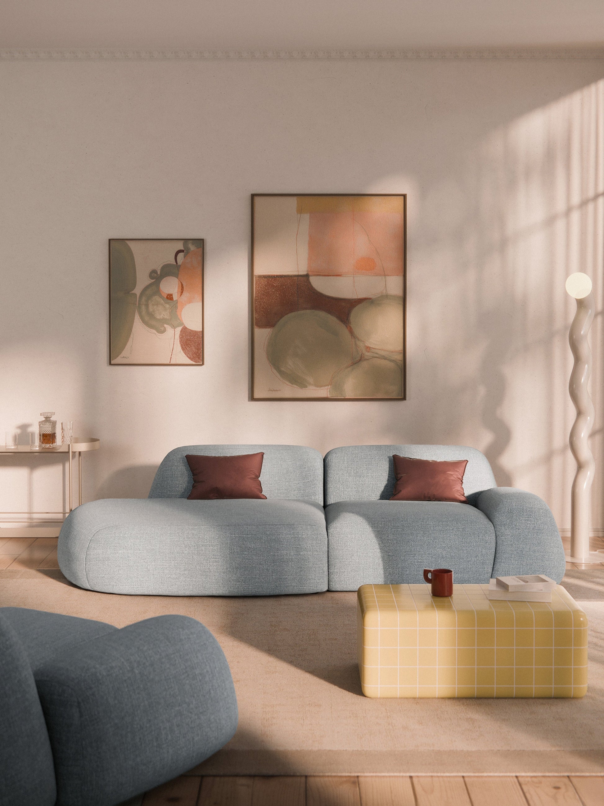 Modulare Bouclé-Chaise Wolke (3-Sitzer)