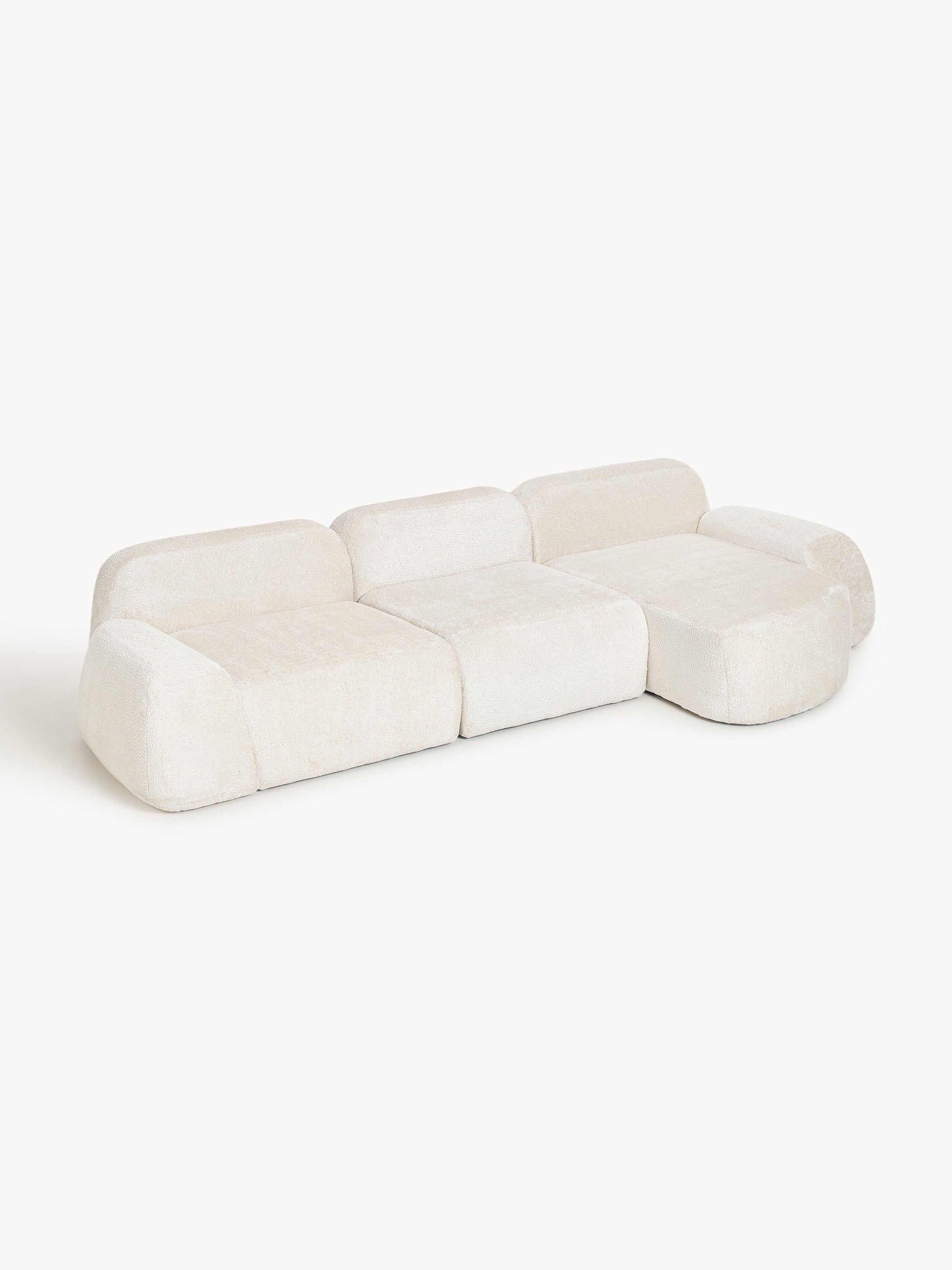 Modulares Teddy-Bouclé-Ecksofa Wolke (4-Sitzer)