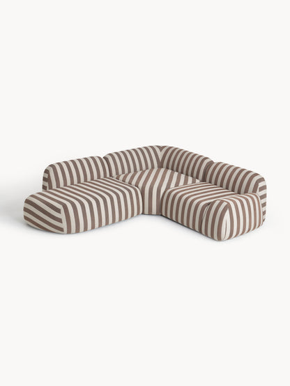 Modulares Gestreiftes Ecksofa Wolke (4-Sitzer) mit Chaiselongue