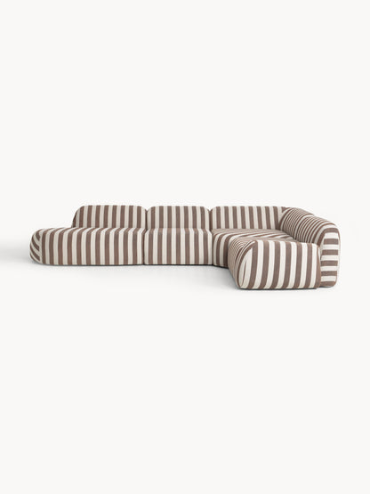 Galeriebild 1 - Modulares Gestreiftes XL-Ecksofa Wolke mit Chaiselongue