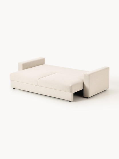 Bouclé-Schlafsofa Tasha (3-Sitzer) mit Stauraum