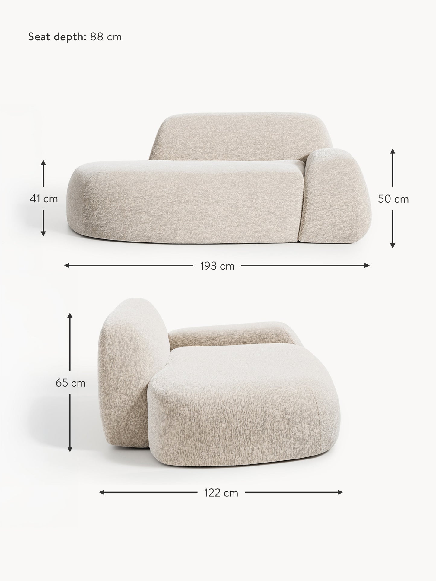 Sofa Wolke (2-Sitzer) mit Chaiselongue