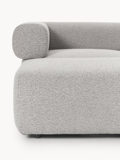 Modulares Bouclé-Sofa Anton (4-Sitzer) mit Hocker (links/rechts)