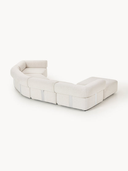 Großes modulares Bouclé-Sofa Anton mit Hocker (links/rechts)
