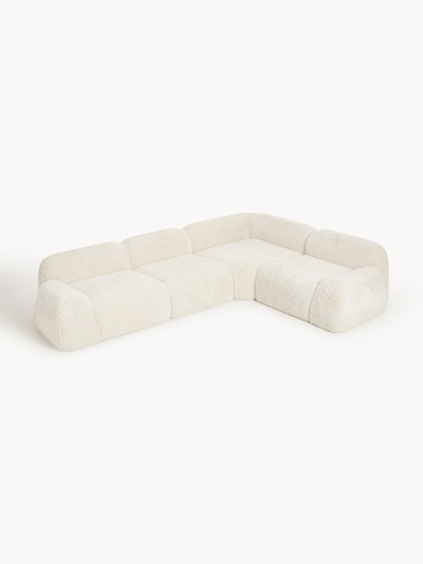 Modulares Teddy-Bouclé-Ecksofa Wolke (4-Sitzer)