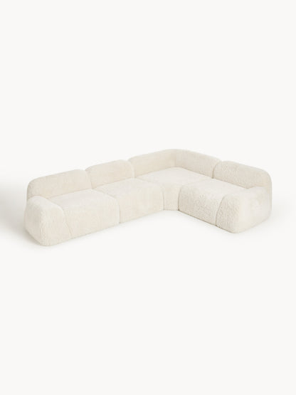 Modulares Teddy-Bouclé-Ecksofa Wolke (4-Sitzer)
