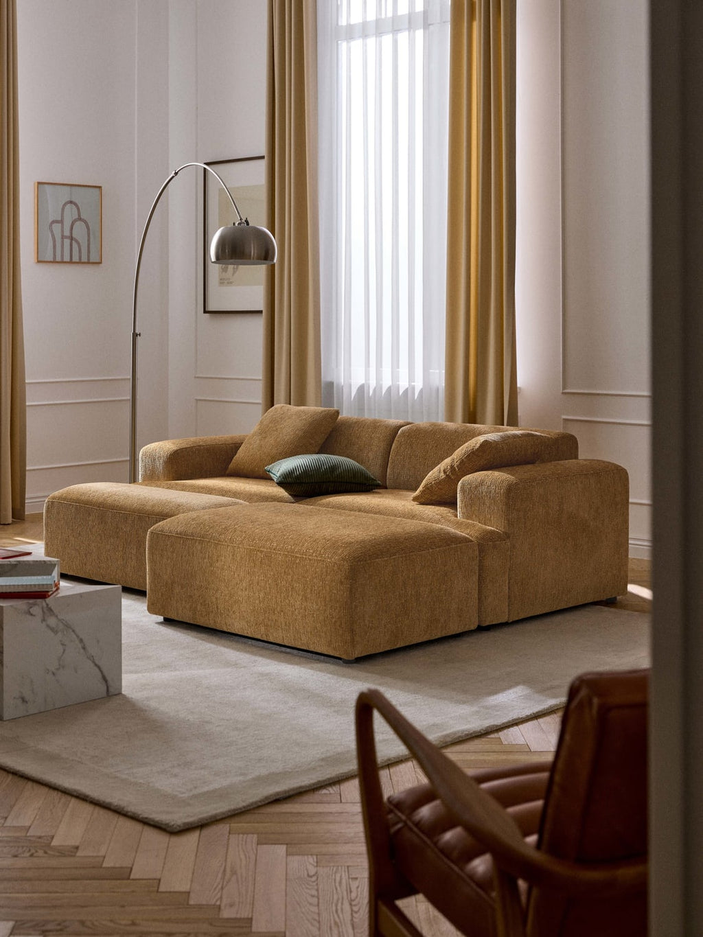 Melva XL Sofa Ottoman, B 116 x T 72 cm — Yellow