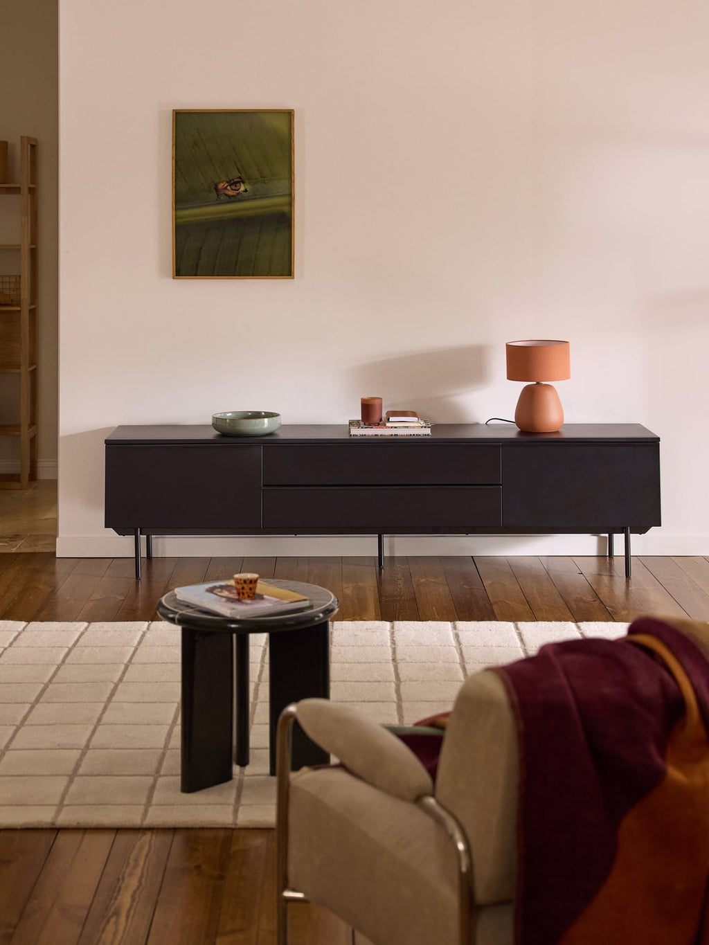Elona Large Wood-Lowboard — Dark Grey