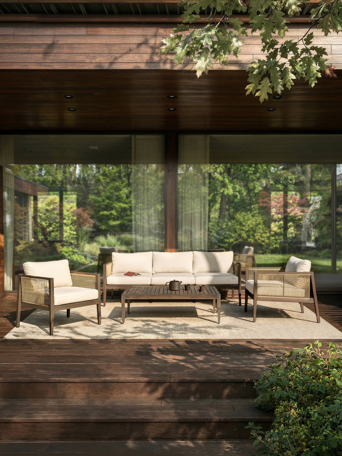 Travis Garden Lounge Set in Acacia, set of 4