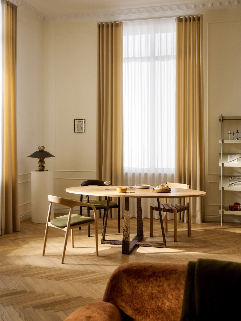 Amella Oval Dining Table, in various sizes — Warm Grey