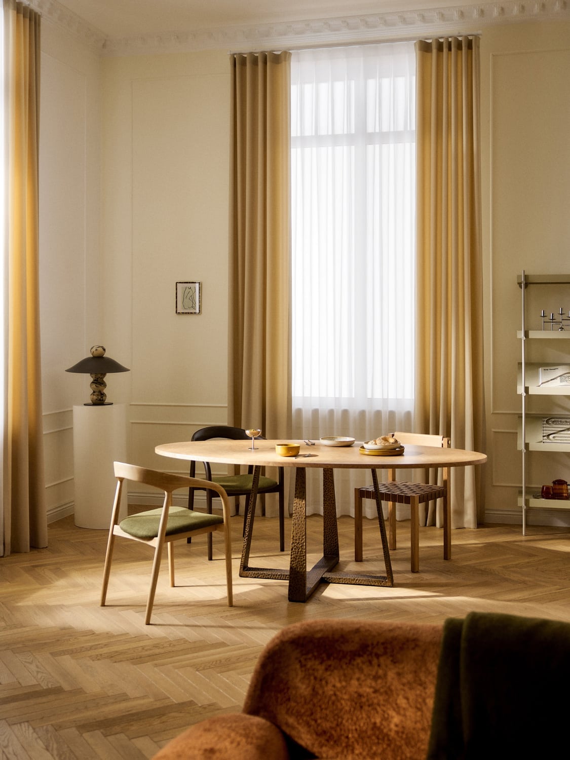 Amella Oval Dining Table, in various sizes — Warm Grey