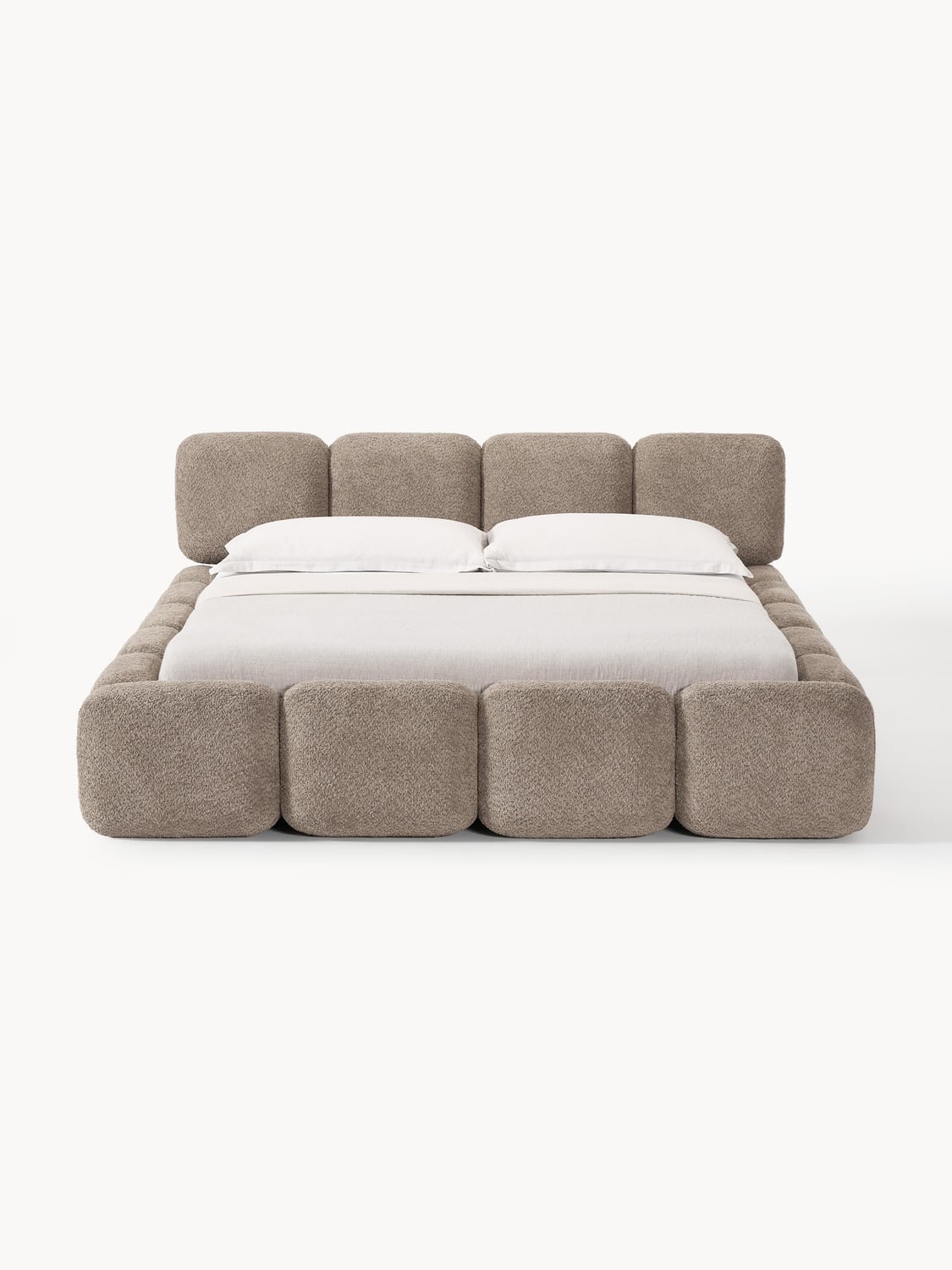 Tayla Upholstered Bed in Teddy Bouclé — Oatmeal