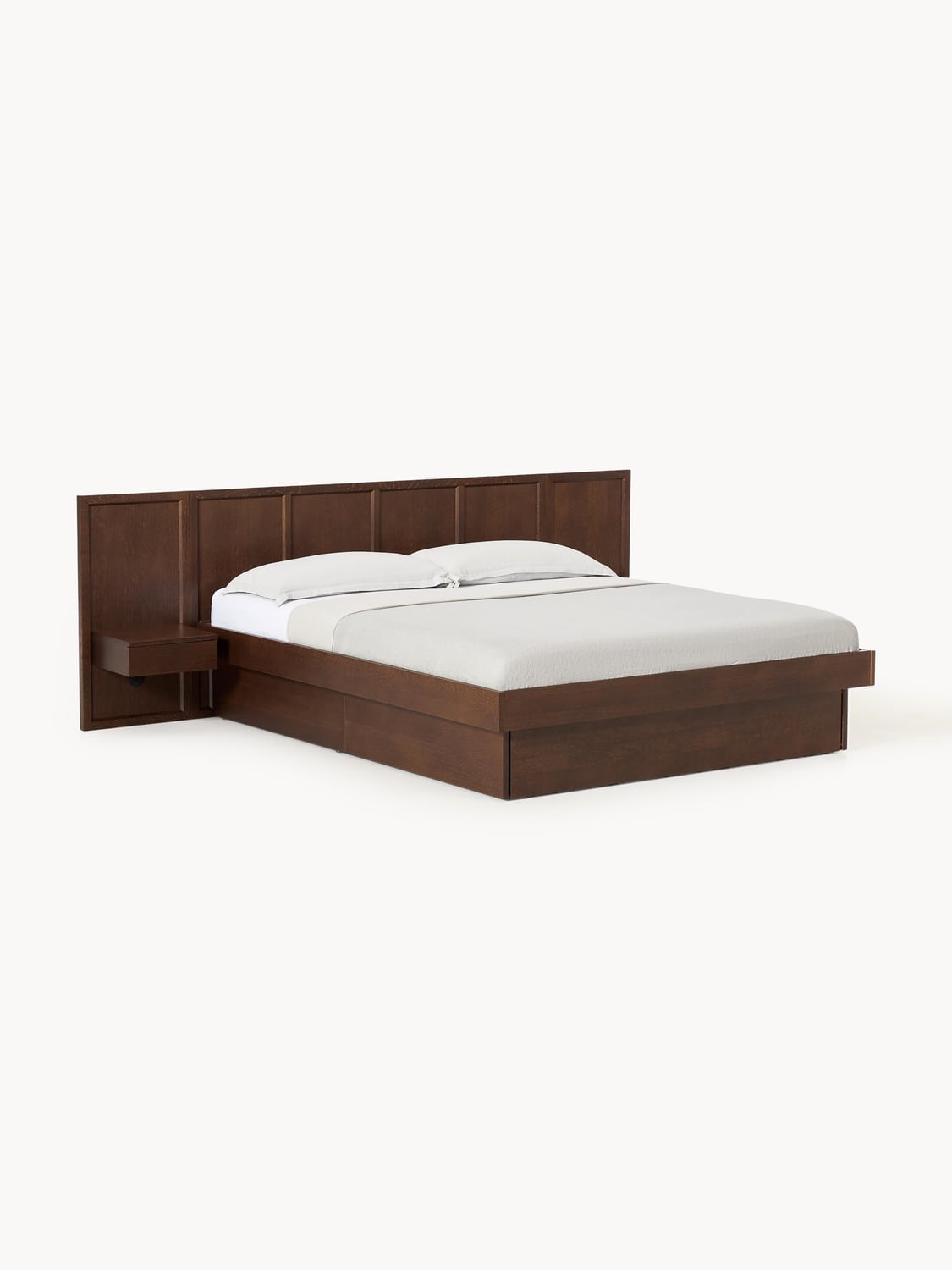 Nanto Wooden Bed with Bedside Tables and Headboard — Taupe