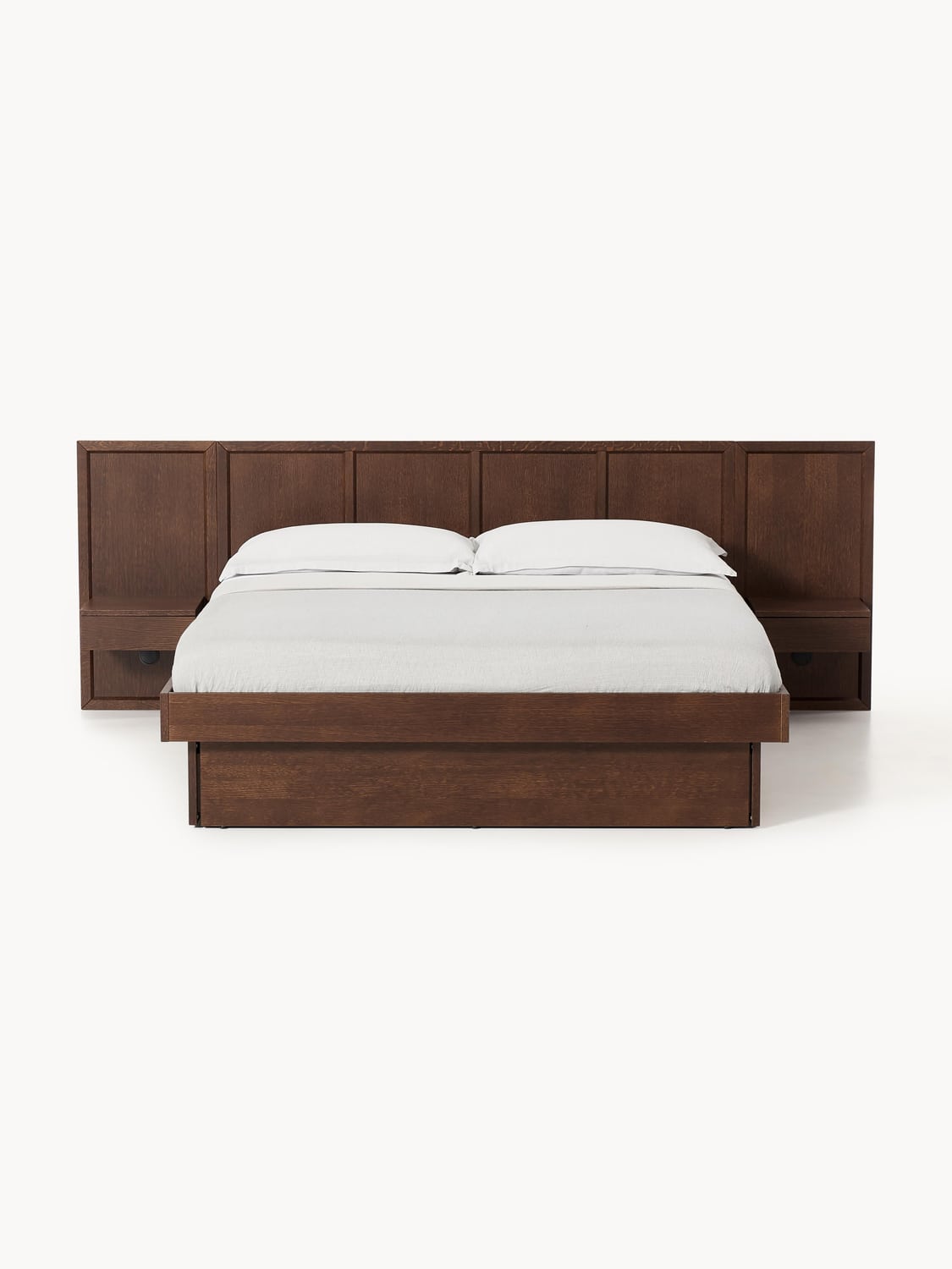 Nanto Wooden Bed with Bedside Tables and Headboard — Taupe