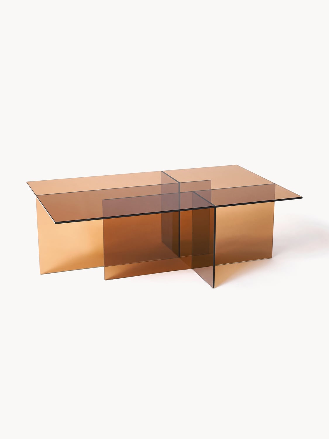 Anouk Glass-Coffee Table, B 102 cm — Terracotta
