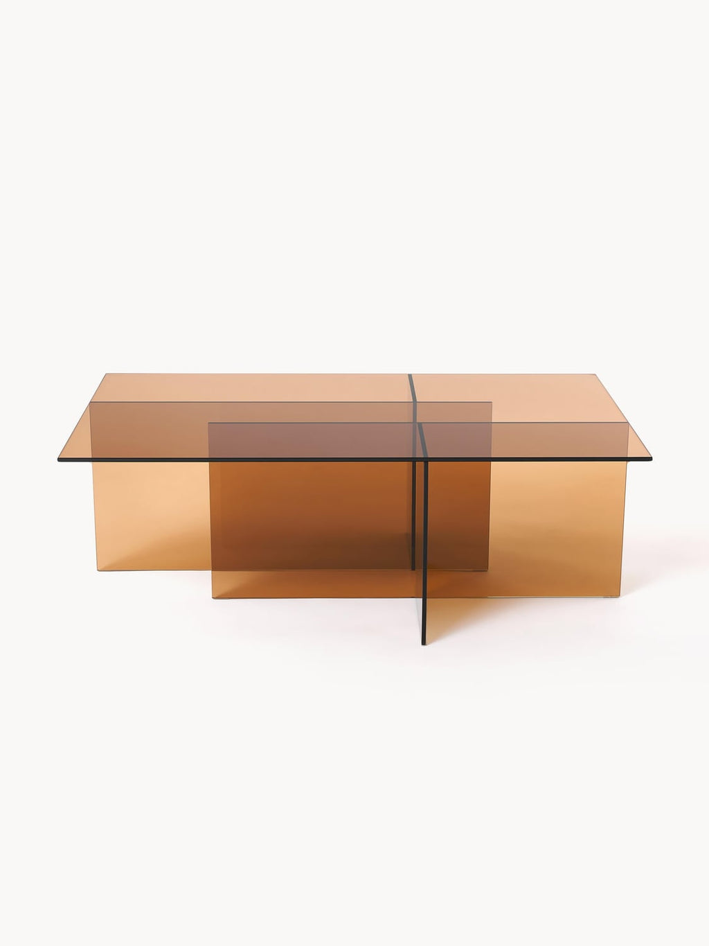 Anouk Glass-Coffee Table, B 102 cm — Terracotta