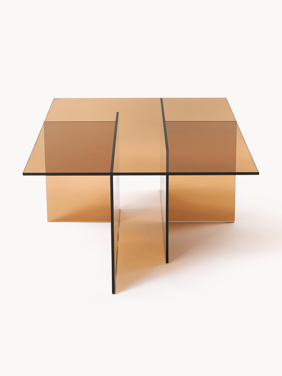 Anouk Glass-Coffee Table, B 102 cm — Terracotta