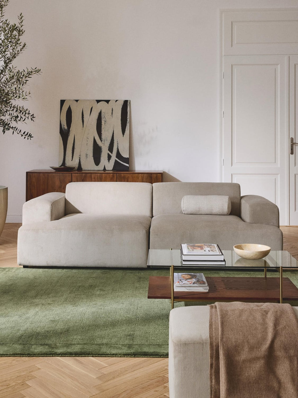 Melva Corduroy-Sofa (2-seater) — Oatmeal