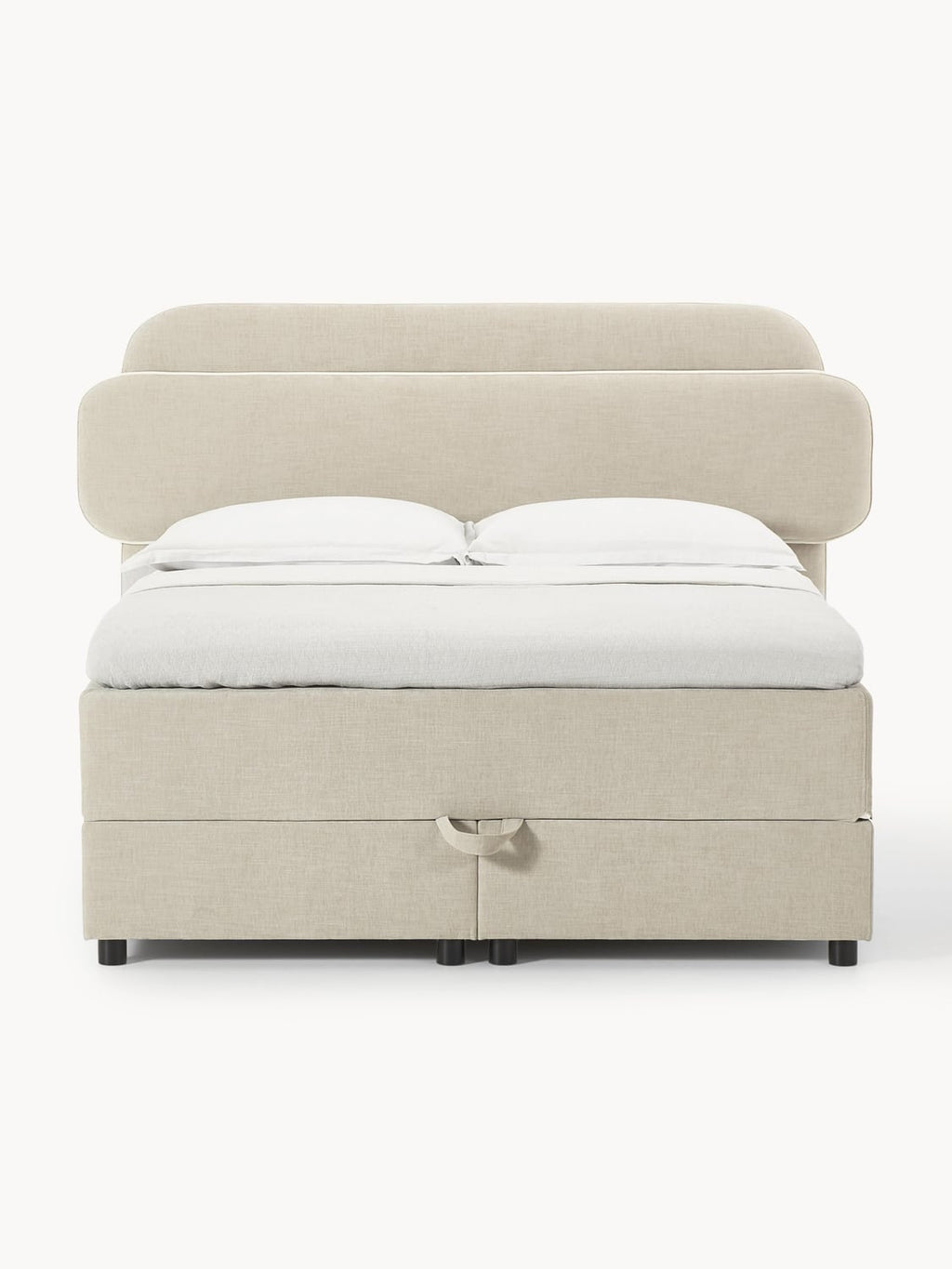 Enrica Box-Spring Bed with Storage — Light Grey