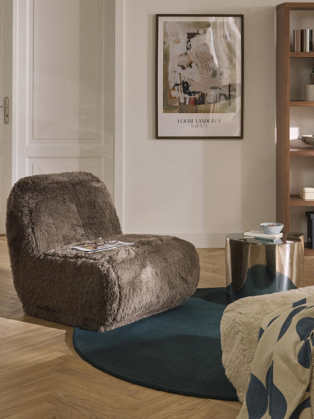 Emie Lounge Chair in Faux Fur — Brown