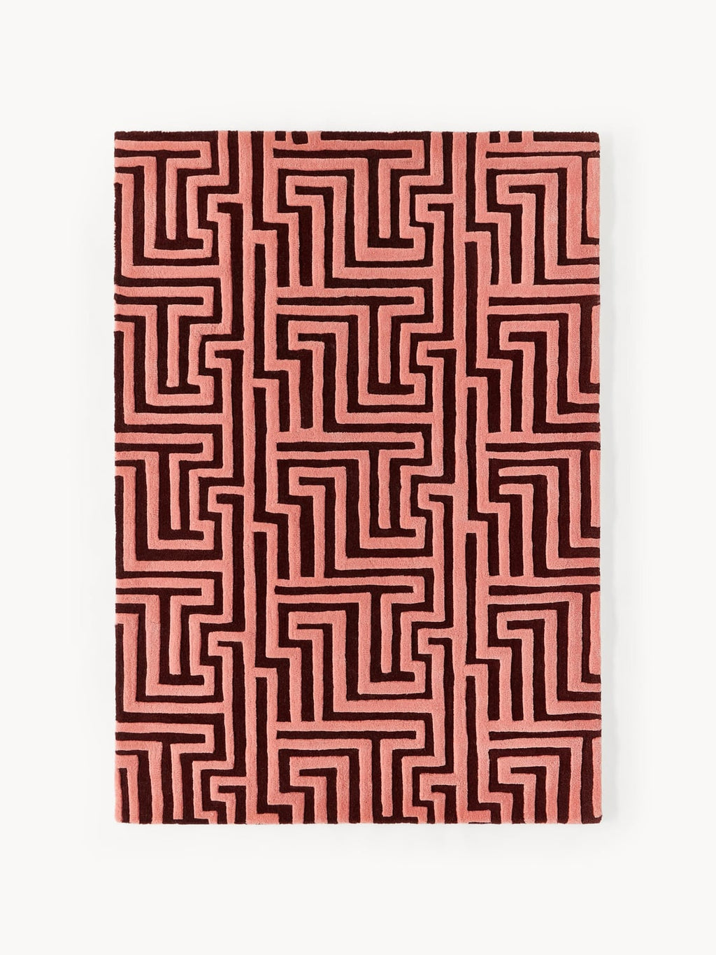 Monty Hand-Tufted Wool Rug with Raised High-Low-Texture — Rust