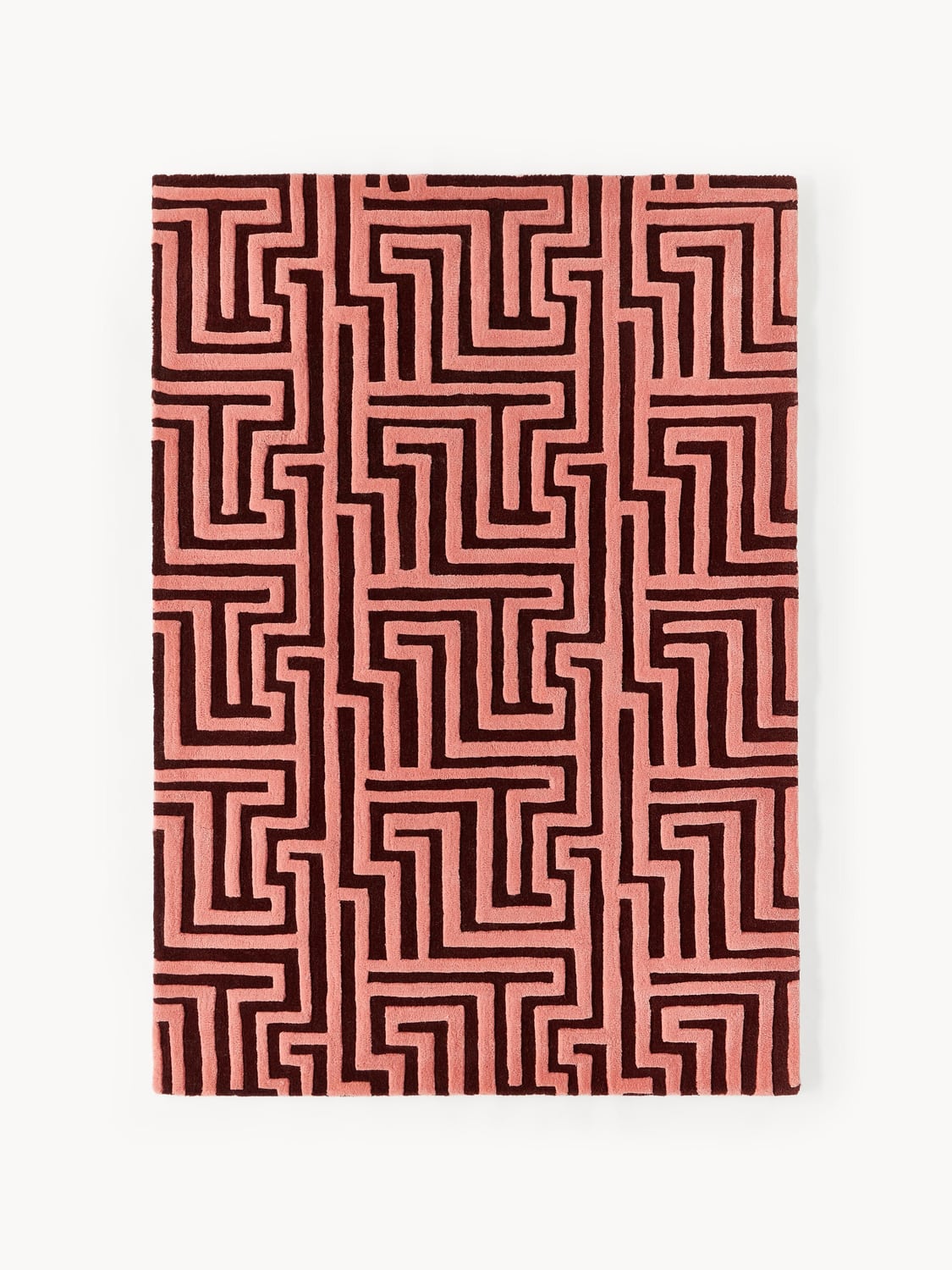 Monty Hand-Tufted Wool Rug with Raised High-Low-Texture — Rust